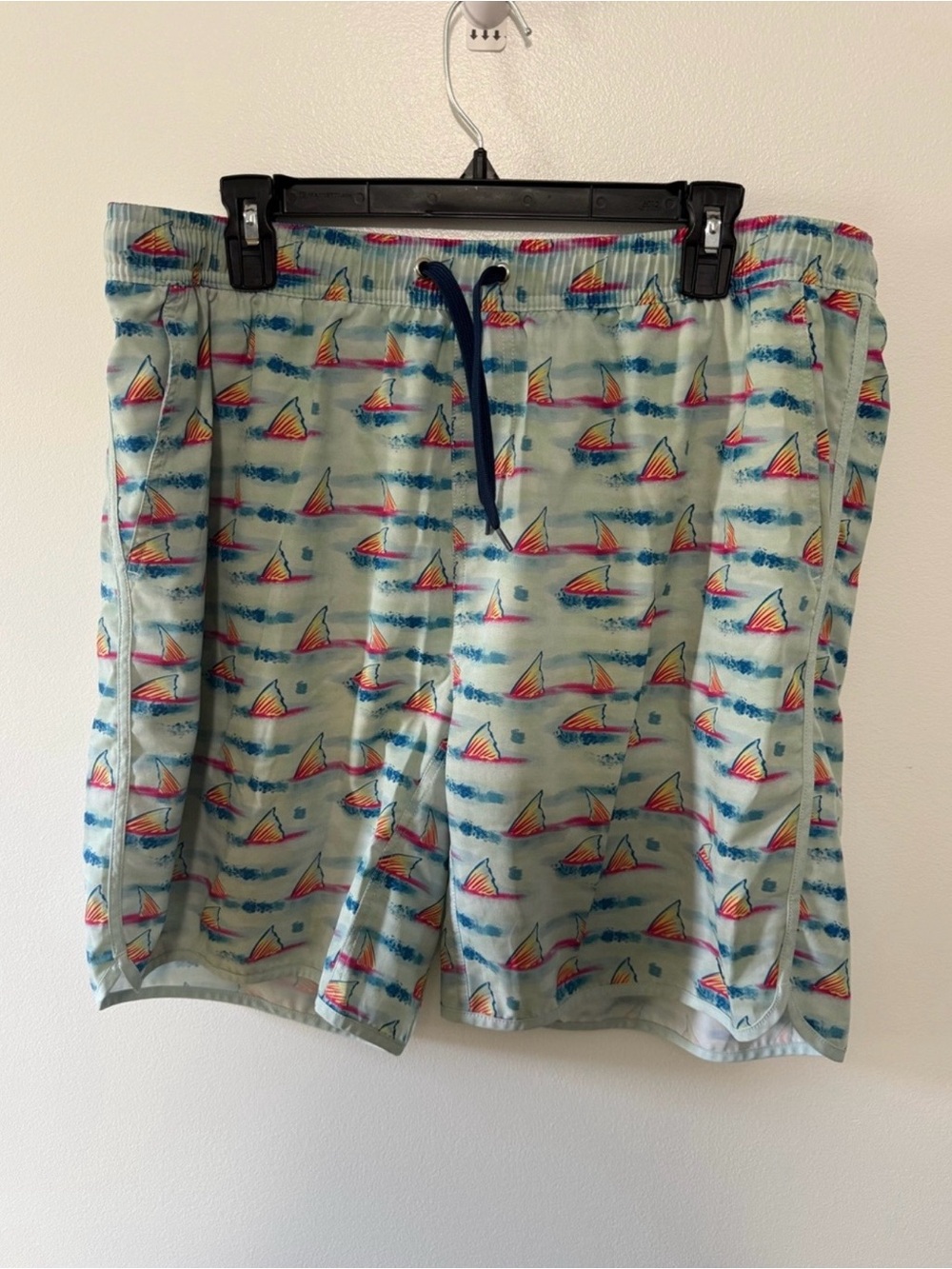 BURLEBO Light Blue Swim Trunks with Multicolor Sailboat Print
